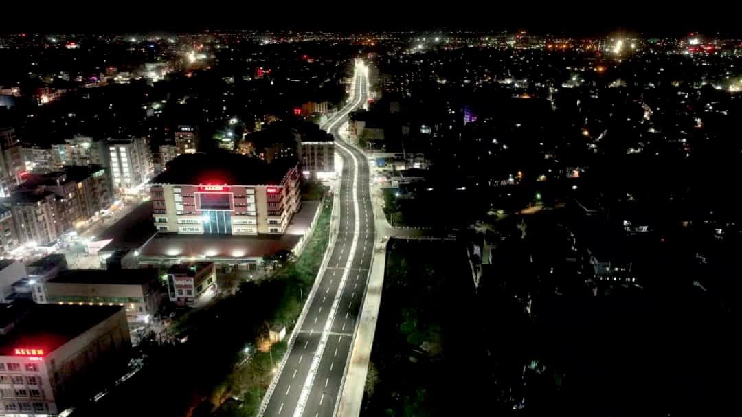 Night view of a flyover corridor at Kota